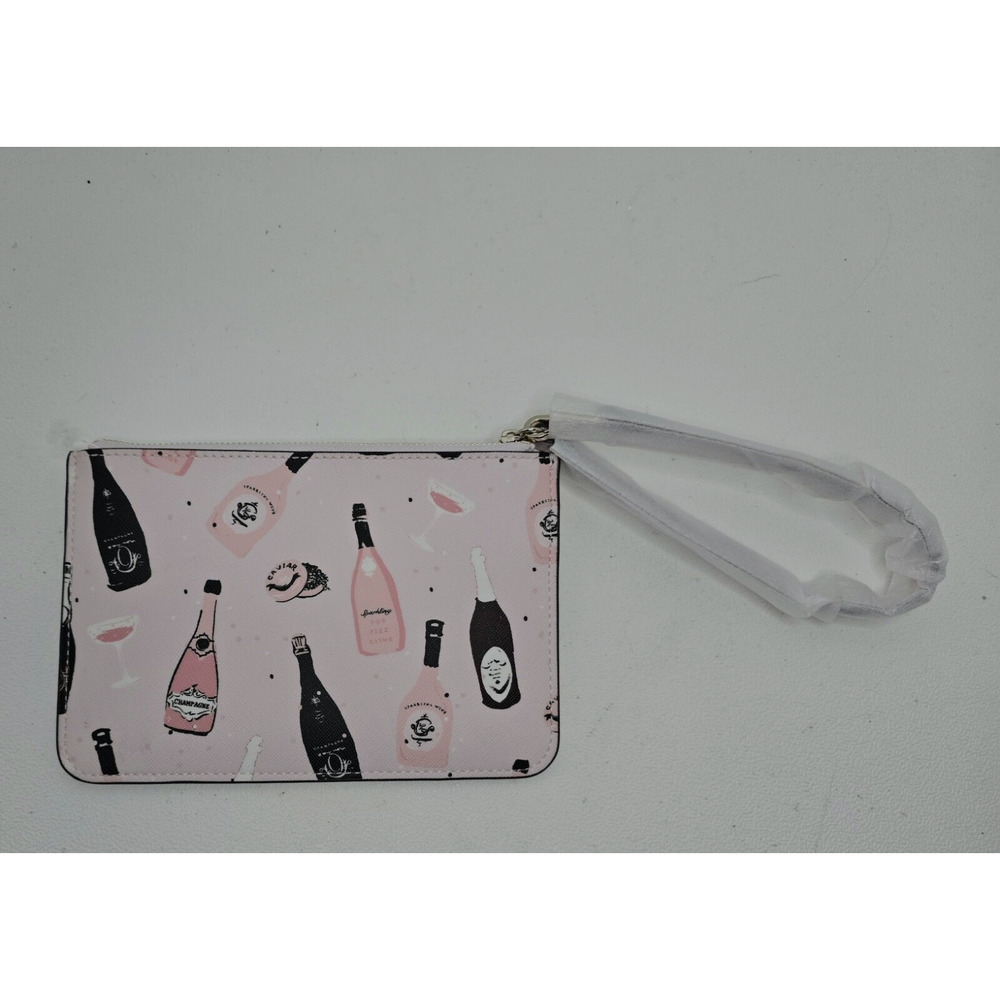 Kate Spade Champagne Toss Print Tinie Pouch/Wristlet ~ Black/Pink/White NEW - Picture 6 of 6